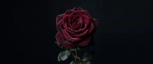 Dark Burgundy Rose with Raindrops