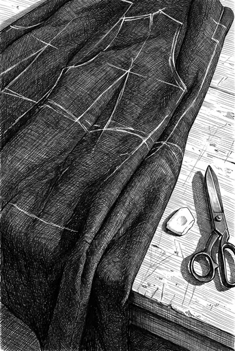 Cross-Hatched Tailor's Coat Pattern Drawing