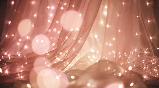 Pink Organza and Fairy Lights Background