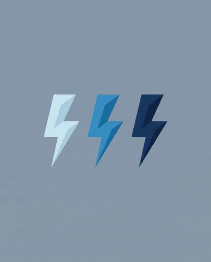 Three Blue Geometric Lightning Bolt Icons