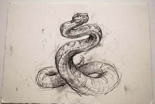 Charcoal Sketch of a Rearing Viper