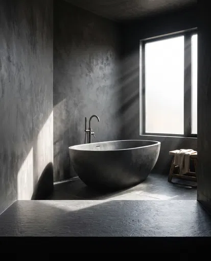 Moody Minimalist Slate Bathroom Interior