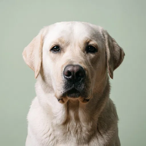 Studio Portrait of Cream Labrador Retriever