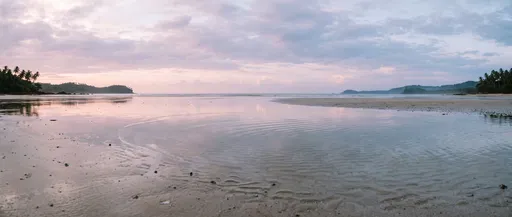 Pastel Twilight Over Tropical Low Tide Beach