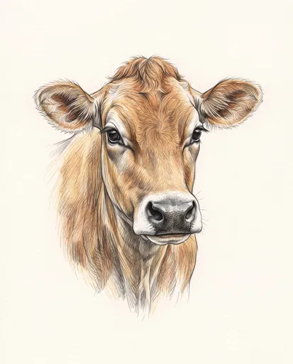 Colored Pencil Jersey Cow Portrait