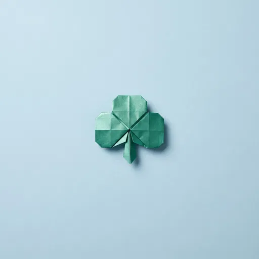 Metallic Green Origami Shamrock on Blue