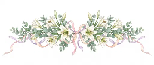 Symmetrical Easter Lily and Eucalyptus Garland