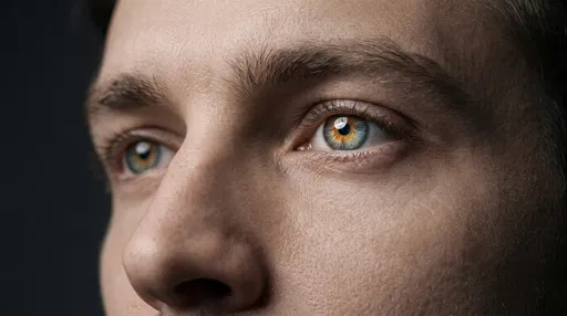 Close-Up of Man with Blue Hazel Eyes