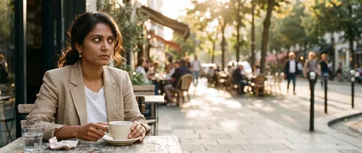 Woman Giving Side Eye at Outdoor Cafe