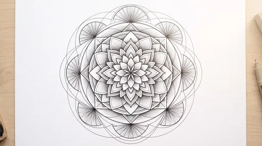 Black and White Sacred Geometry Mandala Drawing
