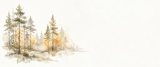 Watercolor Pine Grove Banner with Copy Space