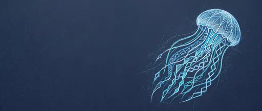 Geometric Blue Jellyfish Colored Pencil Sketch