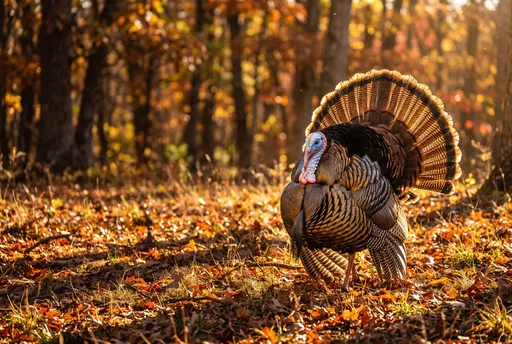 Wild Turkey in Autumn Forest
