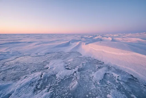 Pastel Twilight Over Snowy Polar Plains
