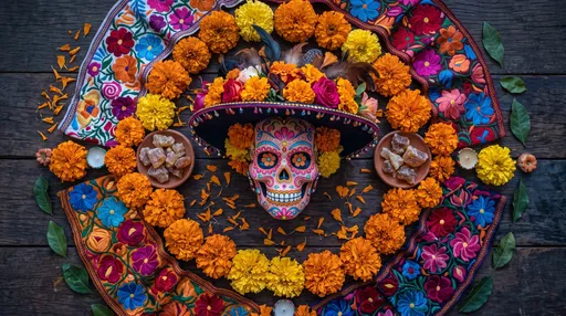 La Catrina Sugar Skull Marigold Flat Lay