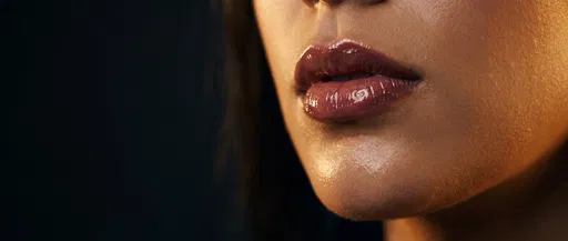 Macro Close-Up of Glossy Lips