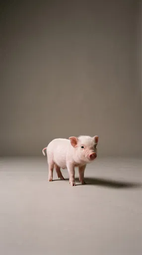 Pink Piglet on Gray Background