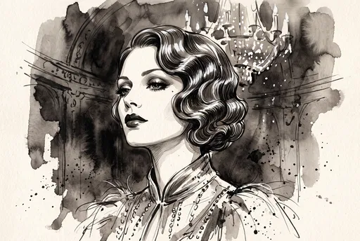 Vintage Finger Wave Bob Fashion Illustration
