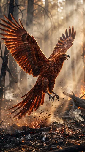 Phoenix Rising From Scorched Forest Floor
