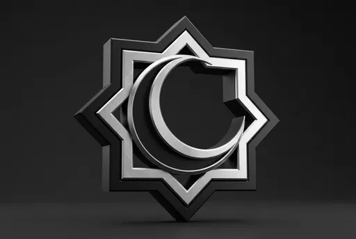 3D Silver and Black Islamic Star Emblem