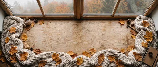 Cozy Autumn Window Sill Copy Space