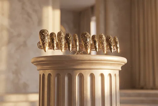 Luxury Gold Baroque Press-On Nails Display