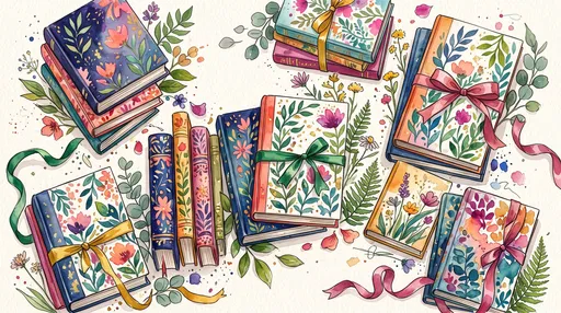Watercolor Floral Books and Ribbons Illustration