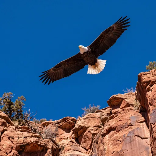 Bald Eagle Soaring Over Red Canyon
