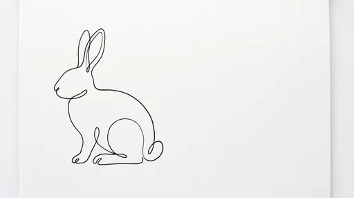 Minimalist Line Art Drawing of Sitting Rabbit