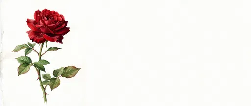 Botanical Watercolor Red Rose Illustration