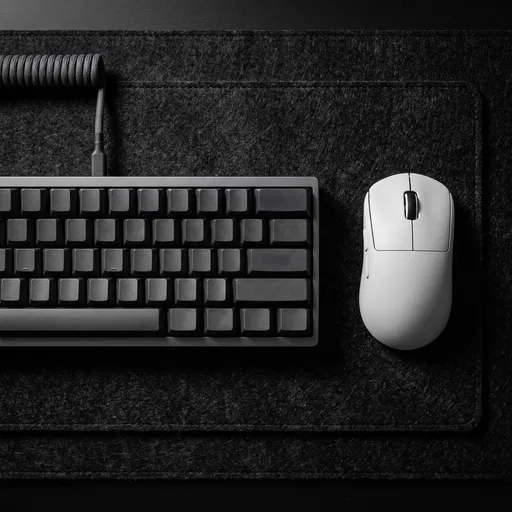 Mechanical Keyboard and White Mouse Flat-Lay
