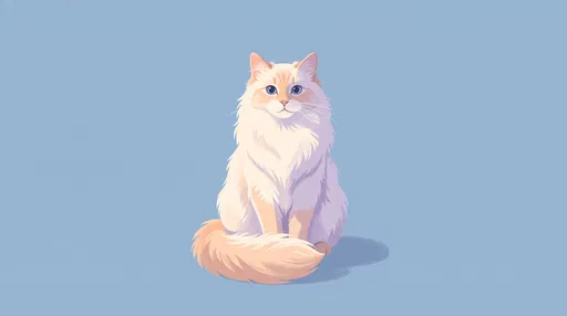 Fluffy Flame-Point Ragdoll Cat Illustration