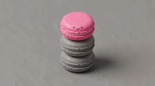 Stacked Clay Macarons With Pink Smile