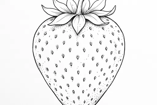 Black Ink Line Drawing of Strawberry
