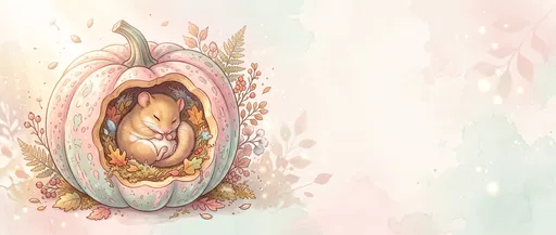 Sleeping Dormouse in Pastel Pumpkin Illustration