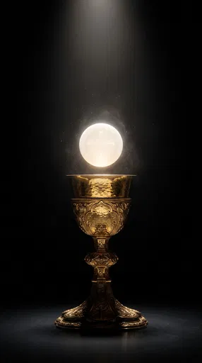 Ornate Gold Chalice With Glowing Communion Host