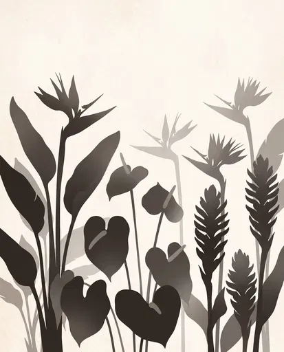 Minimalist Hawaiian Flora Silhouettes Illustration