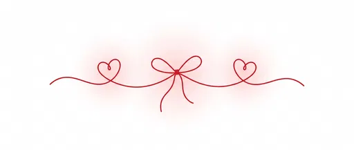 Red Thread Bow and Hearts Illustration