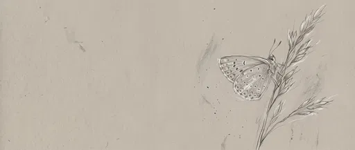 Graphite Sketch of Butterfly on Grass Stalk