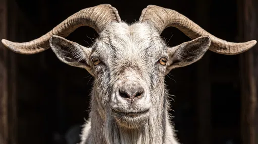 Symmetrical Close-Up Portrait of Billy Goat