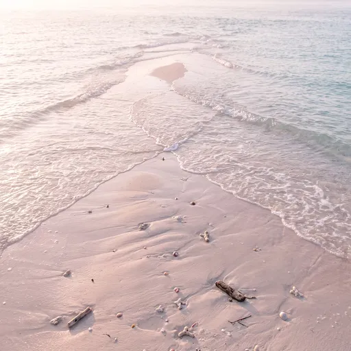 Soft Morning Waves Meeting on Tropical Sandbar