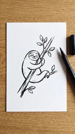 Simple Ink Drawing of a Sloth