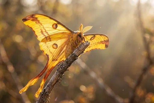 Golden Comet Moth on Twig