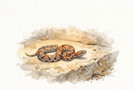 Watercolor Illustration of Juvenile Copperhead Snake