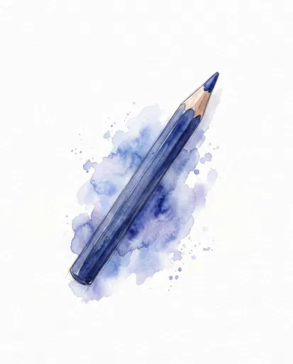 Watercolor Indigo Blue Colored Pencil Illustration