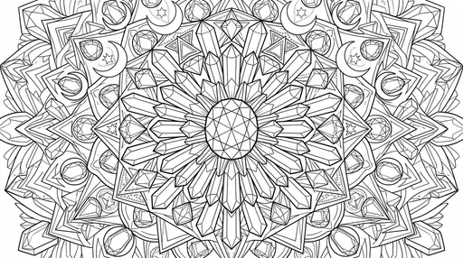 Crystal Grid Mandala Coloring Page
