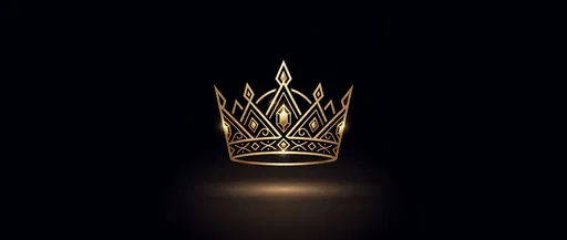 Minimalist Gold Geometric Crown on Black Background