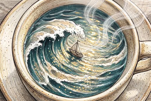 Ocean Wave in a Teacup Illustration