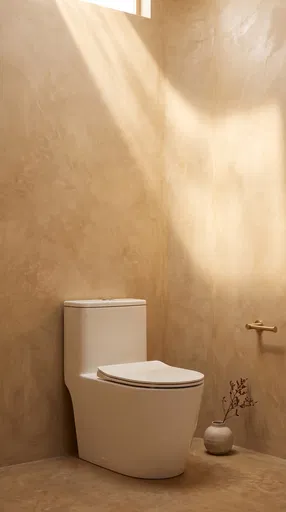 Modern Toilet in Warm Plaster Bathroom