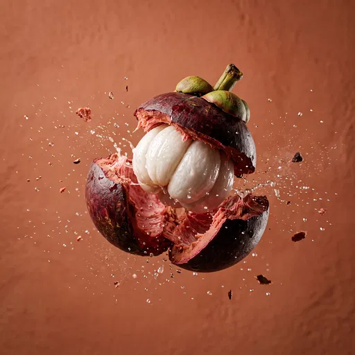 Mangosteen Splitting Open in Mid-Air